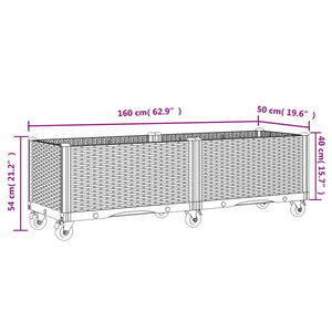 Fioriera Giardino con Ruote Grigio Chiaro 160x50x54 cm PP 367984