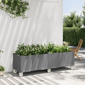 Fioriera Giardino con Ruote Grigio Chiaro 160x50x54 cm PP 367984