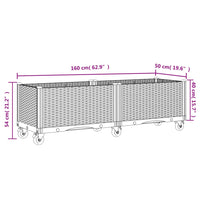 Fioriera da Giardino con Ruote Marrone 160x50x54 cm in PP 367999