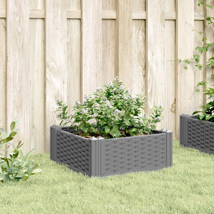 Fioriera da Giardino con Picchetti Grigia 42,5x42,5x28,5 cm PP 368003