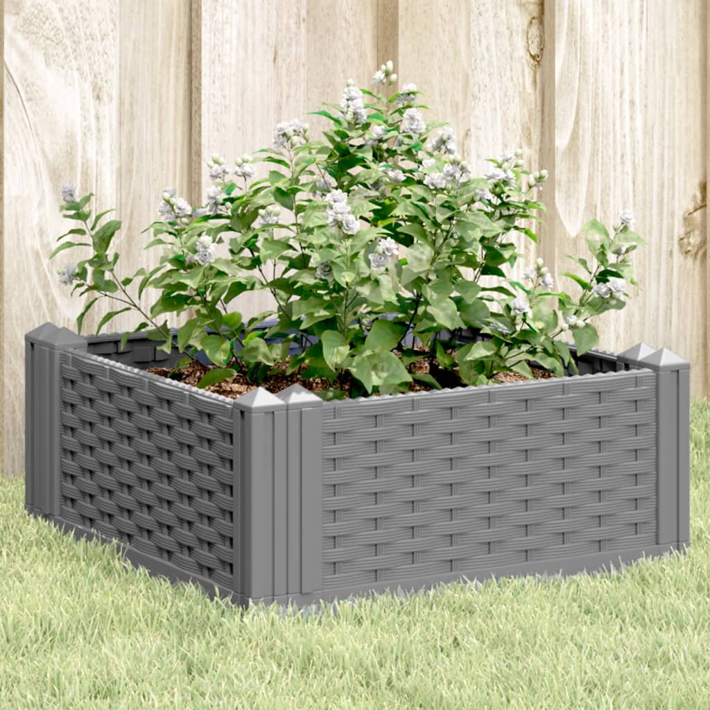 Fioriera da Giardino con Picchetti Grigia 42,5x42,5x28,5 cm PP 368003