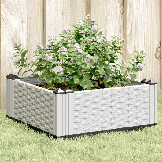 Fioriera da Giardino con Picchetti Bianca 42,5x42,5x28,5 cm PP 368005