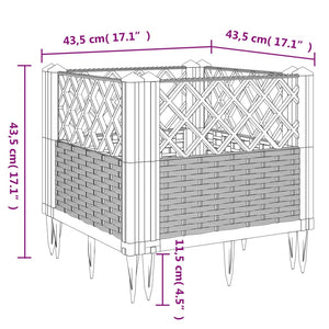 Fioriera da Giardino con Picchetti Marrone 43,5x43,5x43,5 cm PP 368006