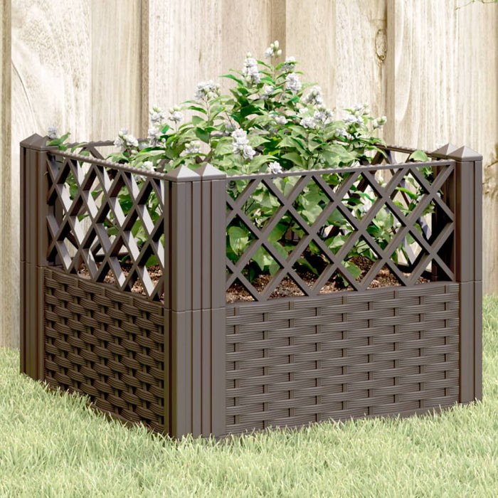 Fioriera da Giardino con Picchetti Marrone 43,5x43,5x43,5 cm PP 368006