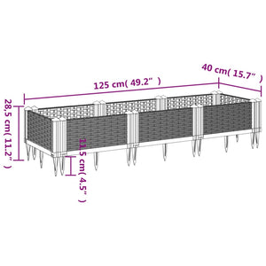 Fioriera da Giardino con Picchetti Marrone 125x40x28,5 cm PP 368011