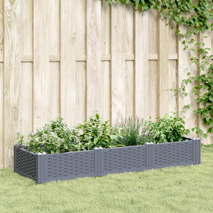 Fioriera da Giardino con Picchetti Grigia 125x40x28,5 cm in PP 368014