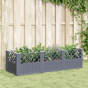 Fioriera da Giardino con Picchetti Grigia 123,5x43,5x43,5 cm PP 368019