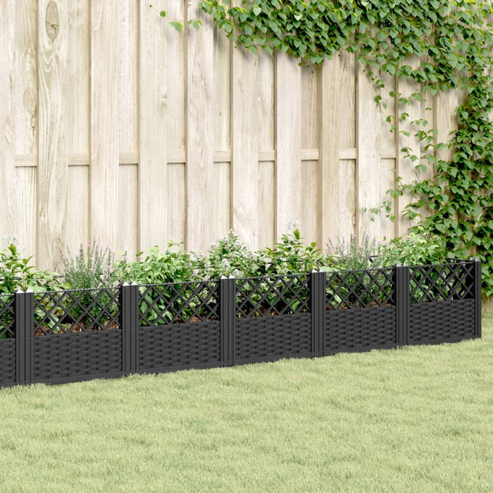 Fioriera da Giardino con Picchetti Nera 363,5x43,5x43,5 cm PP 368027