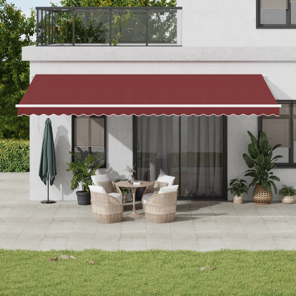 Tenda da Sole Retrattile Manuale con LED Bordò 600x300 cm 3214980