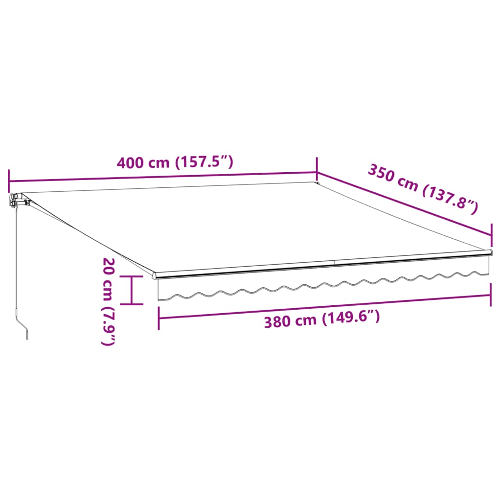 Tenda da Sole Retrattile Manuale Bordò 400x350 cm 3214982