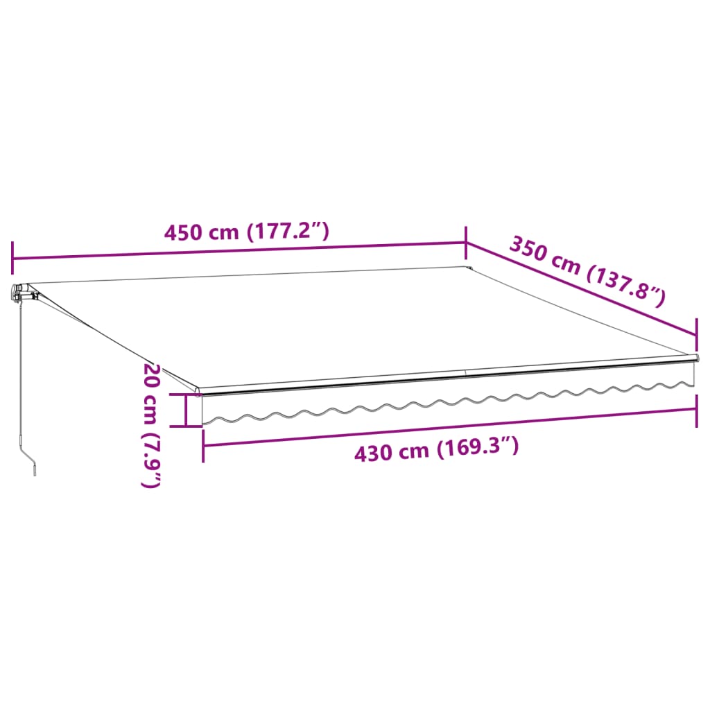 Tenda da Sole Retrattile Manuale Bordò 450x350 cm 3215002