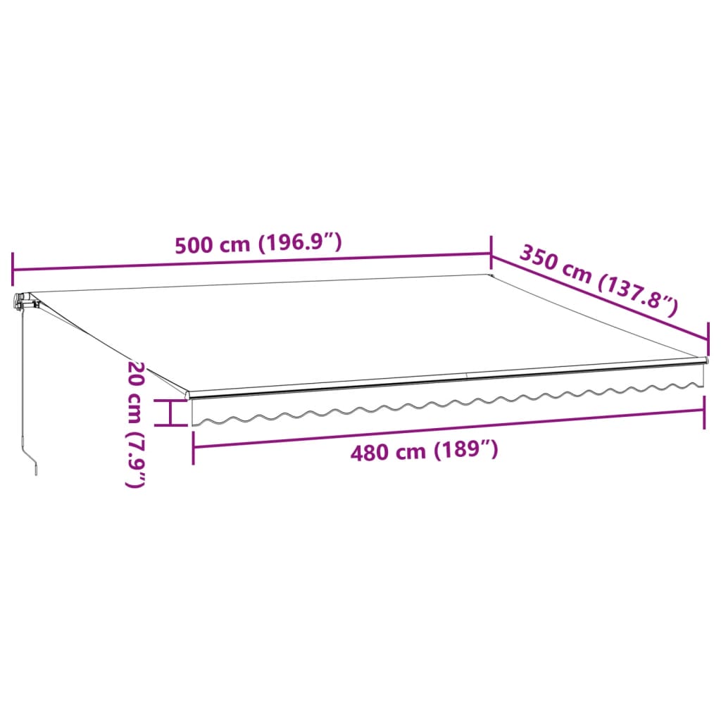 Tenda da Sole Retrattile Manuale Bordò 500x350 cm 3215006