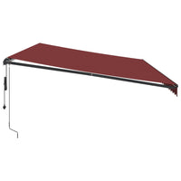 Tenda da Sole Retrattile Automatica con LED Bordò 600x350 cm 3215013