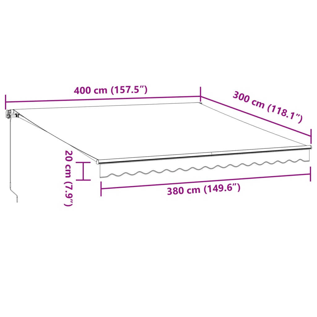 Tenda da Sole Retrattile Manuale Bordò 400x300 cm 3215225