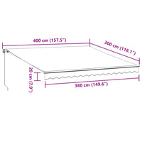 Tenda da Sole Retrattile Manuale Bordò 400x300 cm 3215225