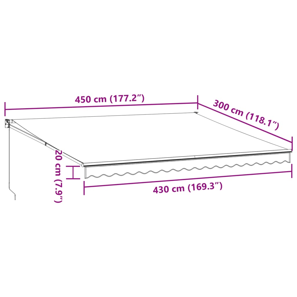 Tenda da Sole Retrattile Manuale Bordò 450x300 cm 3215296