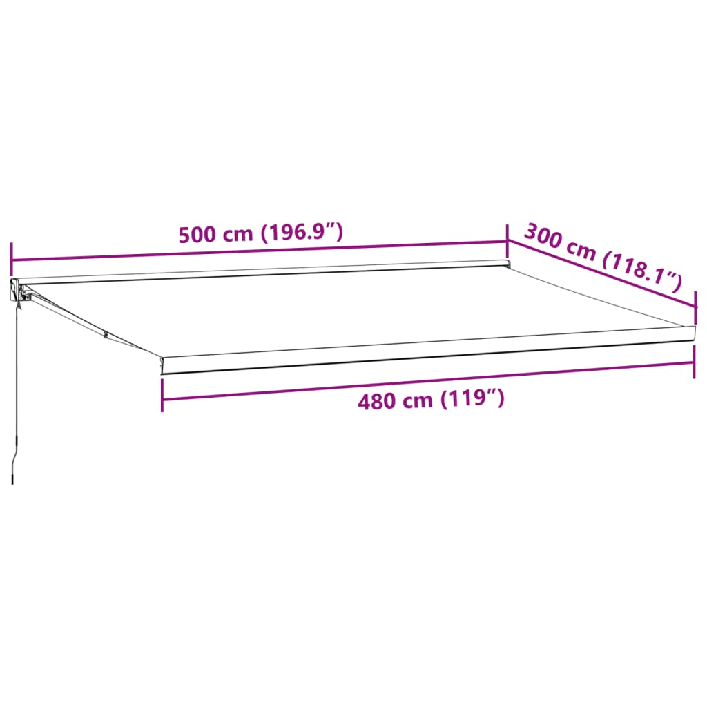 Tenda da Sole Retrattile Manuale Bordò 500x300 cm 3215317