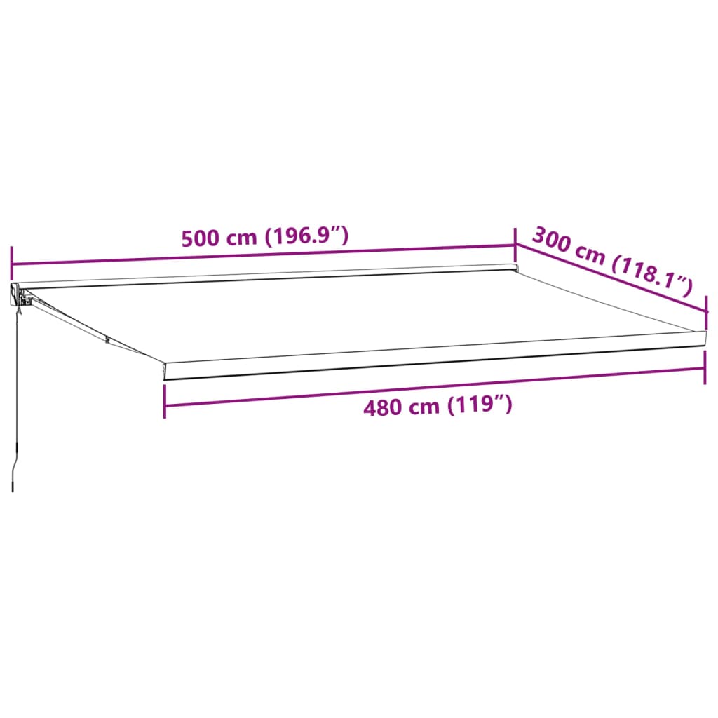 Tenda da Sole Retrattile Manuale Bordò 500x300 cm 3215322