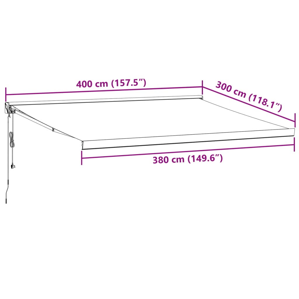 Tenda da Sole Retrattile Automatica Bordò 400x300 cm 3215325