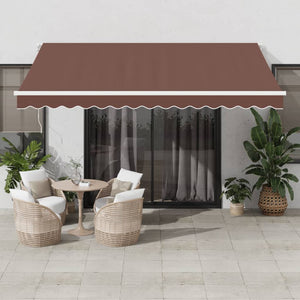 Tenda da Sole Retrattile Manuale con LED Marrone 400x350 cm 3215388