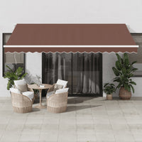 Tenda da Sole Retrattile Manuale con LED Marrone 450x350 cm 3215392