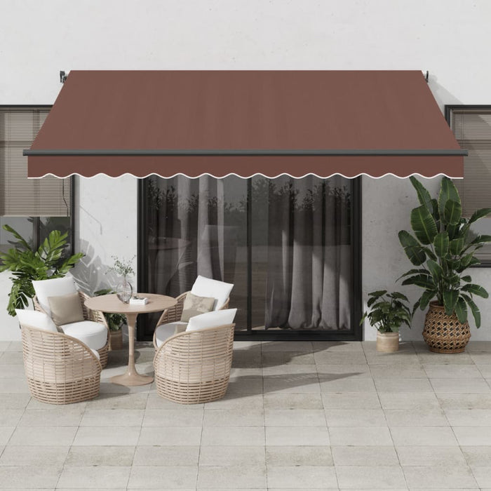 Tenda da Sole Retrattile Manuale con LED Marrone 400x350 cm 3215404