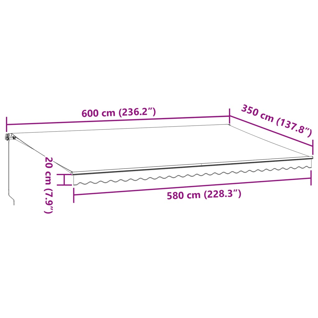 Tenda da Sole Retrattile Manuale Marrone 600x350 cm 3215415