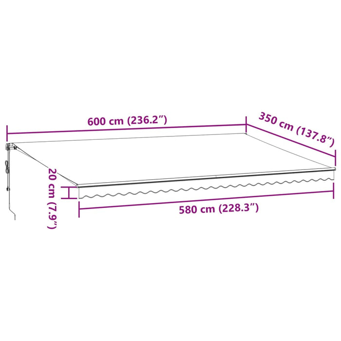 Tenda da Sole Retrattile Automatica Marrone 600x350 cm 3215417