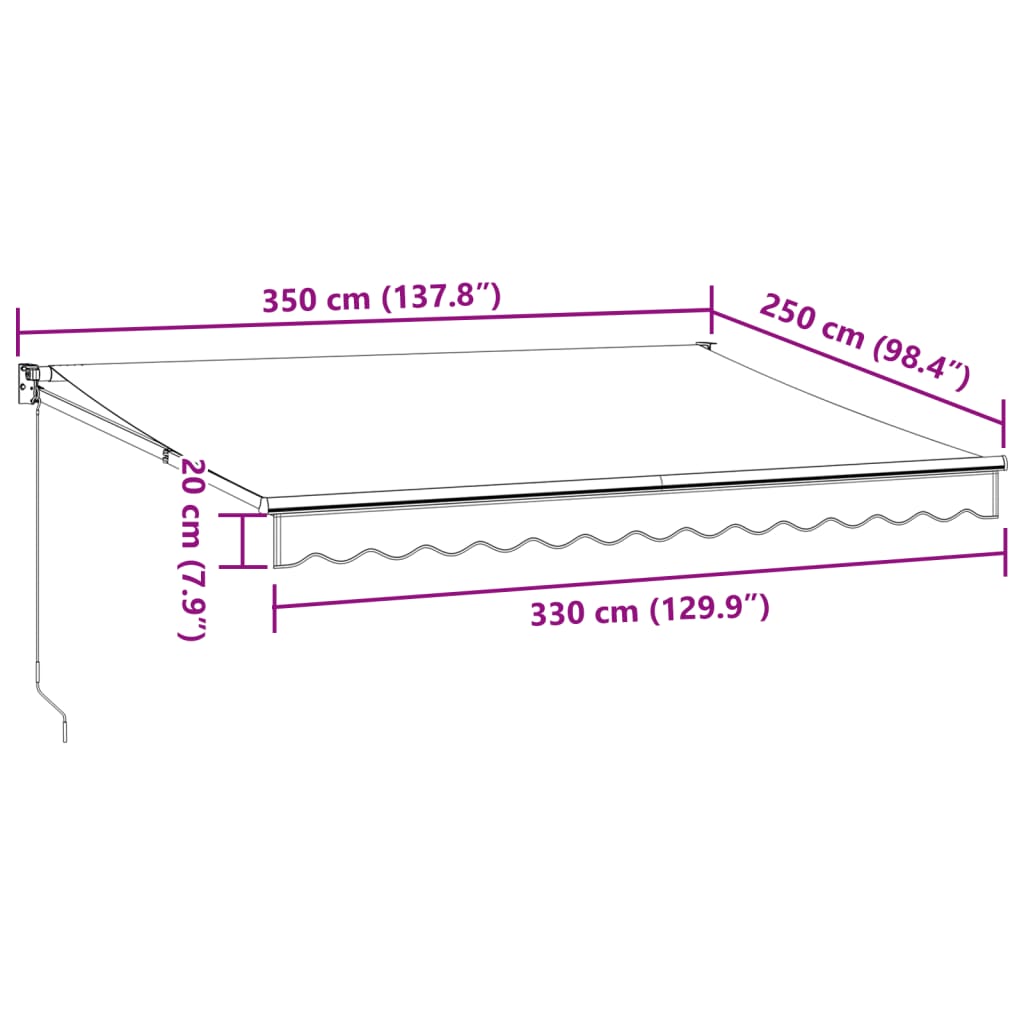 Tenda Sole Retrattile Manuale 350x250 cm Marrone 3215699