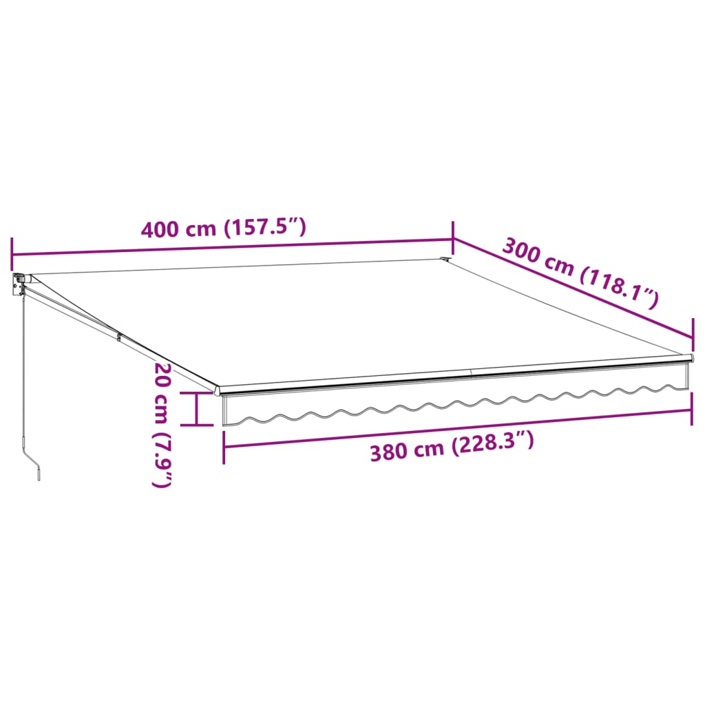 Tenda Sole Retrattile Manuale 400x300 cm Marrone 3215705