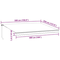 Tenda da Sole Retrattile Manuale Antracite e Bianco 500x350 cm 3215800