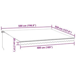 Tenda da Sole Retrattile Manuale Antracite e Bianco 500x350 cm 3215800