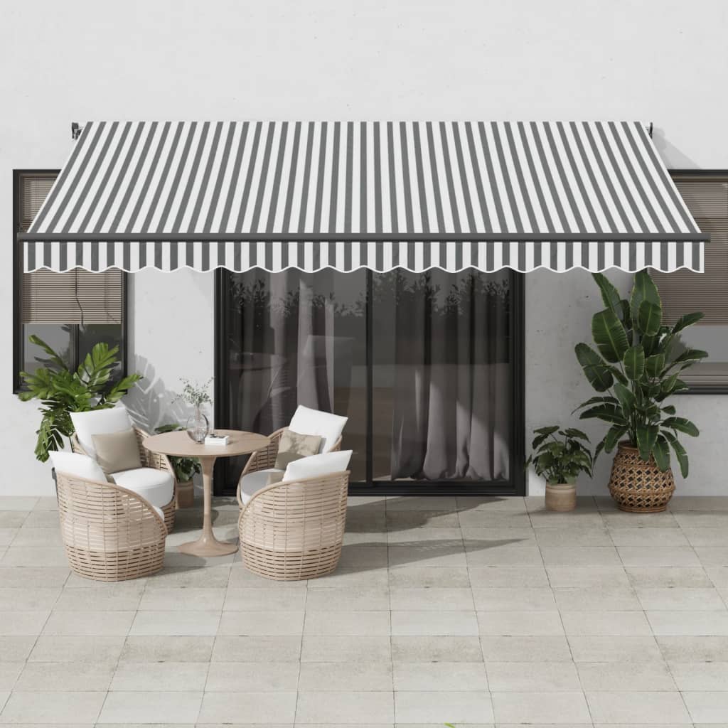 Tenda Retrattile Manuale con LED Antracite e Bianco 450x350 cm 3215813