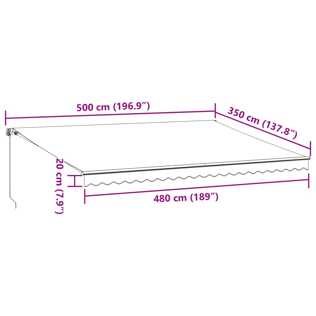 Tenda da Sole Retrattile Manuale Antracite e Bianco 500x350 cm 3215816