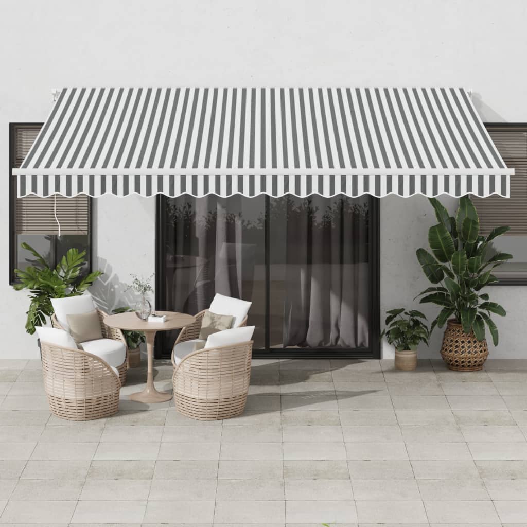 Tenda da Sole Retrattile Manuale Antracite e Bianco 450x300 cm 3216034