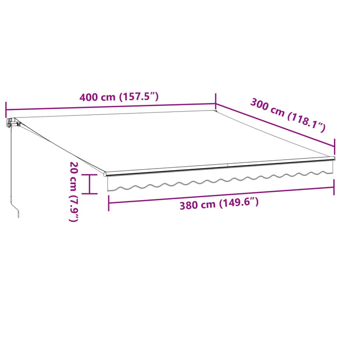 Tenda da Sole Retrattile Manuale Antracite e Bianco 400x300 cm 3216035