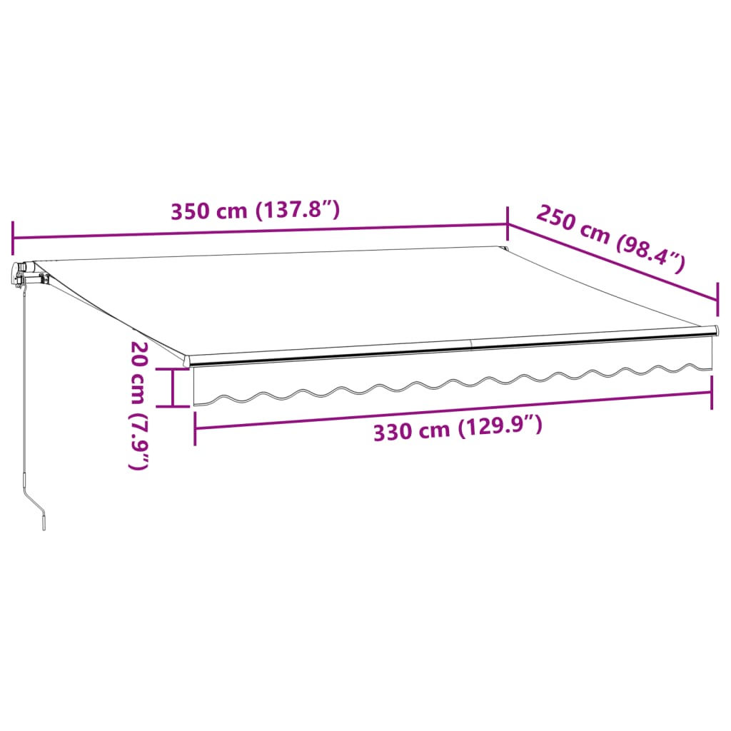 Tenda da Sole Retrattile Manuale Antracite e Bianco 350x250 cm 3216036