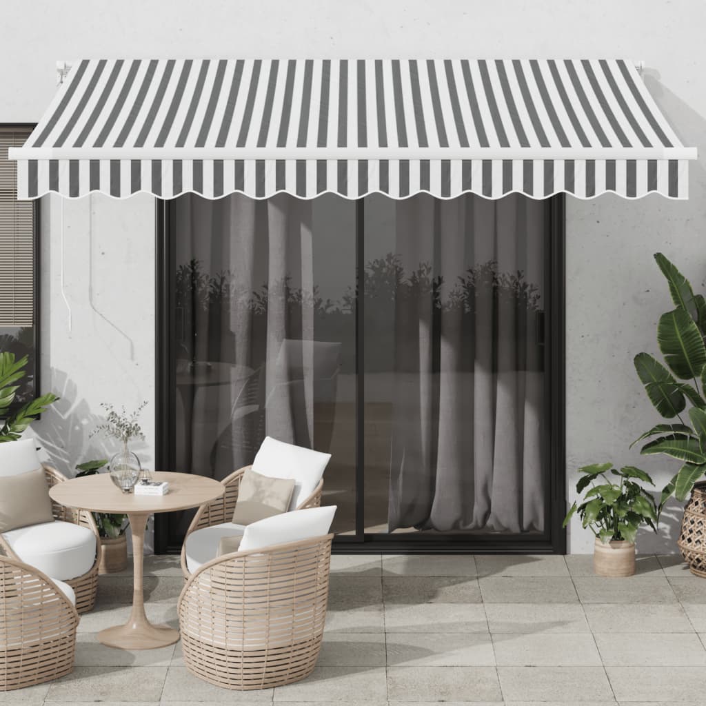 Tenda da Sole Retrattile Manuale Antracite e Bianco 350x250 cm 3216036