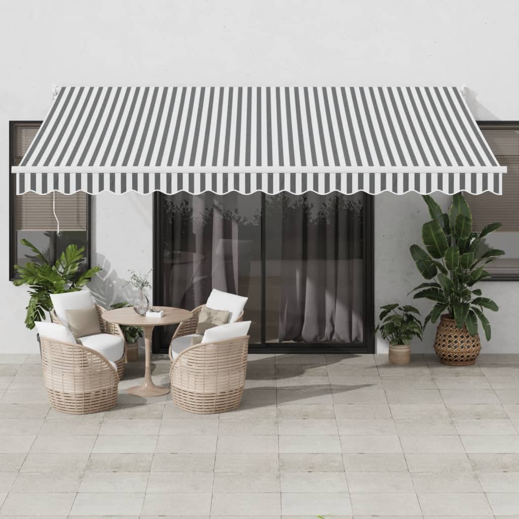 Tenda Retrattile Antracite e Bianca 4,5x3 m Tessuto e Alluminio 3216106