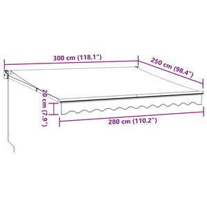 Tenda da Sole Antracite e Bianca 3x2,5 m Tessuto e Alluminio 3216108