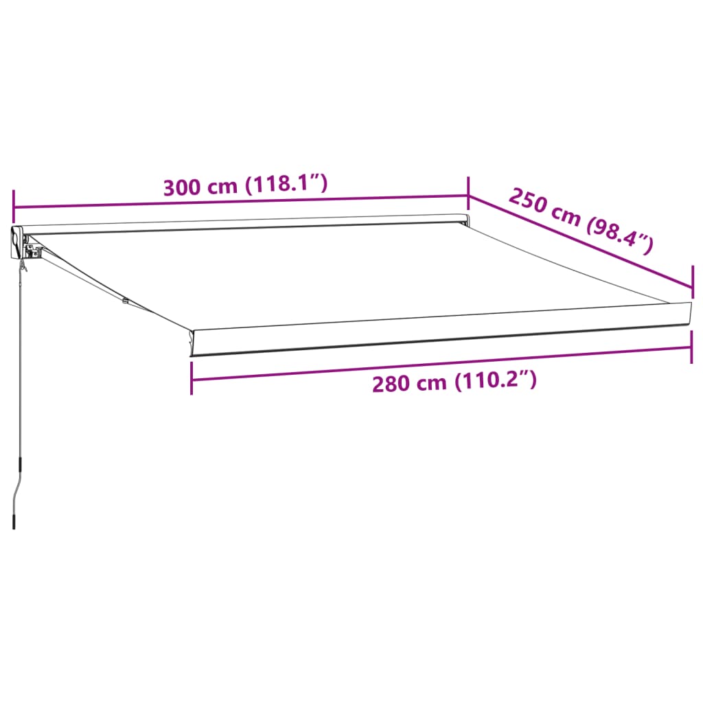 Tenda da Sole Antracite e Bianca 3x2,5 m Tessuto e Alluminio 3216123