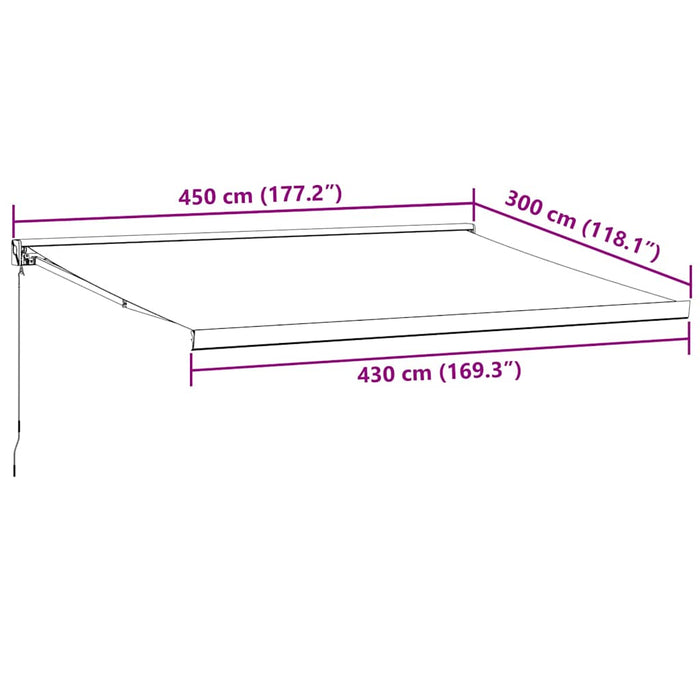 Tenda Retrattile Antracite e Bianca 4,5x3 m Tessuto e Alluminio 3216131