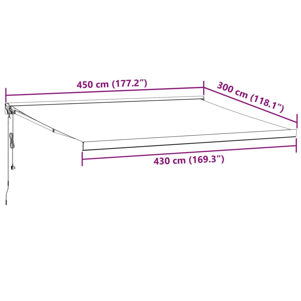 Tenda Retrattile Antracite e Bianca 4,5x3 m Tessuto e Alluminio 3216136