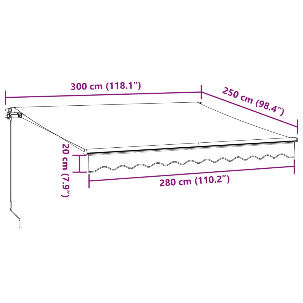 Tenda da Sole Retrattile Manuale Antracite e Bianco 300x250 cm 3216143