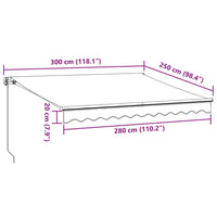 Tenda da Sole Retrattile Manuale Antracite e Bianco 300x250 cm 3216143