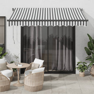 Tenda da Sole Retrattile Manuale Antracite e Bianco 300x250 cm 3216143