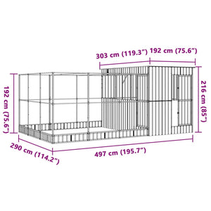 Voliera con Estensione Argento 497x303x216 cm in Acciaio 3214263