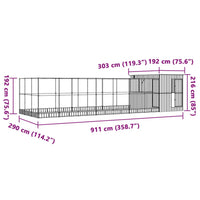 Voliera con Estensione Argento 911x303x216 cm in Acciaio 3214265