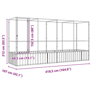 Voliera con Estensione Argento 418,5x107x212 cm in Acciaio 3214267