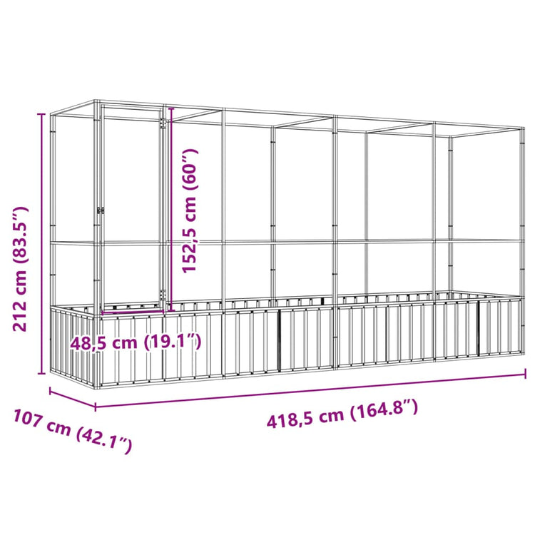 Voliera con Estensione Argento 418,5x107x212 cm in Acciaio 3214267